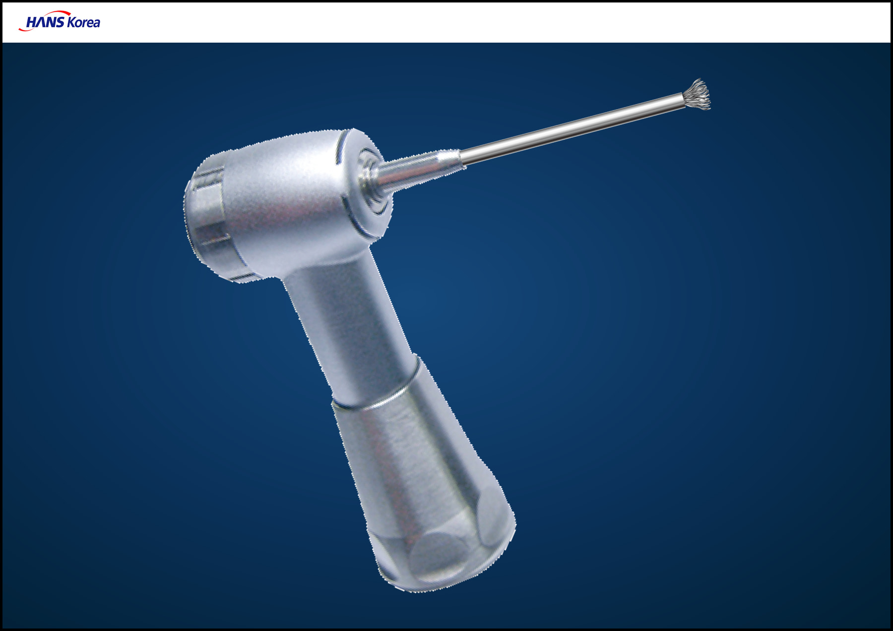 NiTi Brush POCKET mounted in a 20:1 implant handpiece