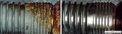 Lab test 23 — failed implant surface before and after debridement with the NiTi Brush