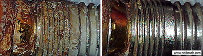 Lab test 24 — failed implant surface before and after debridement with the NiTi Brush